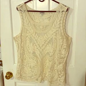 Cream lace tank top